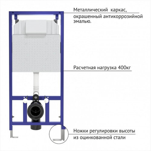 Комплект унитаза с инсталляцией Berges Vita 043375 цвет Белый с сиденьем Микролифт и клавишей смыва цвет Хром глянец