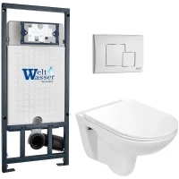 Комплект унитаза с инсталляцией WeltWasser MARBERG 507 + BAARBACH 004 GL-WT + MAR 507 SE GL-WT 10000010360 цвет Белый глянцевый с сиденьем Микролифт и клавишей смыва цвет Белый глянцевый
