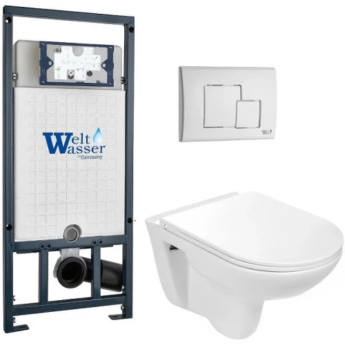 Комплект унитаза с инсталляцией WeltWasser MARBERG 507 + BAARBACH 004 GL-WT + MAR 507 SE GL-WT 10000010360 цвет Белый глянцевый с сиденьем Микролифт и клавишей смыва цвет Белый глянцевый