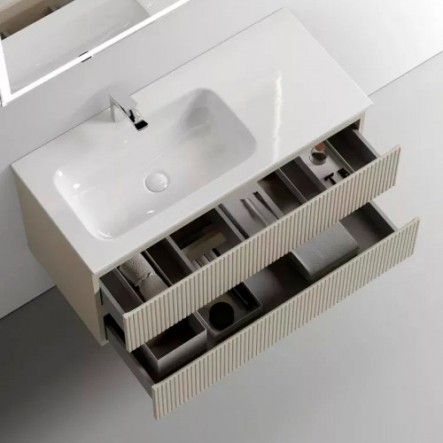 Тумба под раковину Sancos Snob T 100 L SNT100LCE подвесная Beige Soft МДФ / ЛДСП