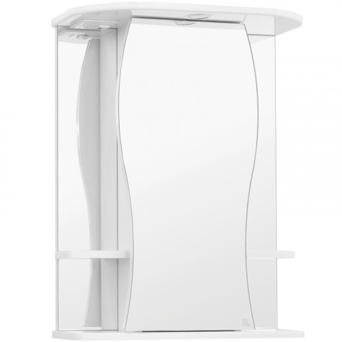 Зеркальный шкаф Style Line Эко волна Лорена 55 С с подсветкой Белый глянец МДФ / ЛДСП, стекло