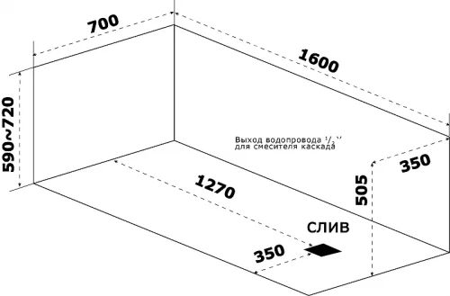 Акриловая ванна Bas Аякс 160x70 В 00129 без гидромассажа