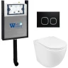 Комплект унитаза со смывным бачком WeltWasser Amberg 404 / Merzbach 002 GL-WT / Amberg RD-BL 10000011792 цвет Белый глянцевый с сиденьем Микролифт и клавишей смыва цвет Черный