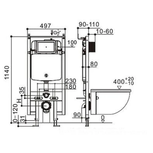Комплект унитаза со смывным бачком WeltWasser Amberg 404 / Merzbach 002 GL-WT / Amberg RD-BL 10000011792 цвет Белый глянцевый с сиденьем Микролифт и клавишей смыва цвет Черный