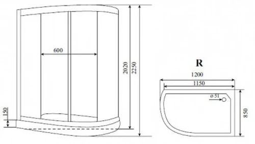 Душевая кабина Timo Standart 120х85 T-1102PR без гидромассажа