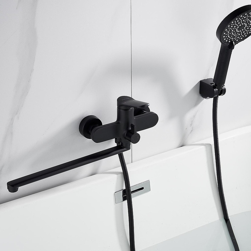 Смеситель для ванны Shevanik S43H S4322H универсальный цвет Черный