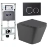 Комплект унитаза с инсталляцией WeltWasser AMBERG 506 ST + GELBACH 043 MT-GR + AMBERG RD-BL 10000012030 цвет Серый матовый с сиденьем Микролифт и клавишей смыва цвет Черный