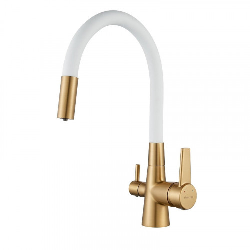 Смеситель для кухни Shevanik S668G цвет Золотой сатин Белый