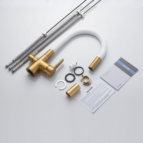 Смеситель для кухни Shevanik S668G цвет Золотой сатин Белый