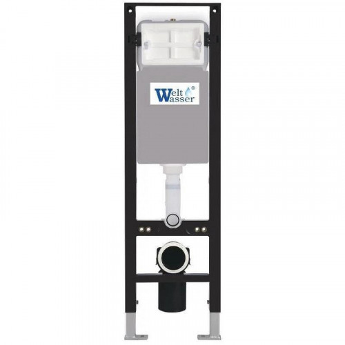 Комплект унитаза с инсталляцией WeltWasser AMBERG 350 + BAARBACH 004 GL-WT + AMBERG RD-BL 10000012284 цвет Белый глянцевый с сиденьем Микролифт и клавишей смыва цвет Черный