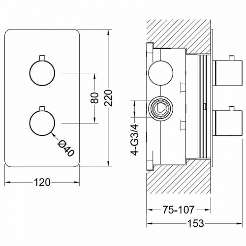 Смеситель для душа Aquatek Европа AQ1392CR с термостатом Хром латунь встраиваемый