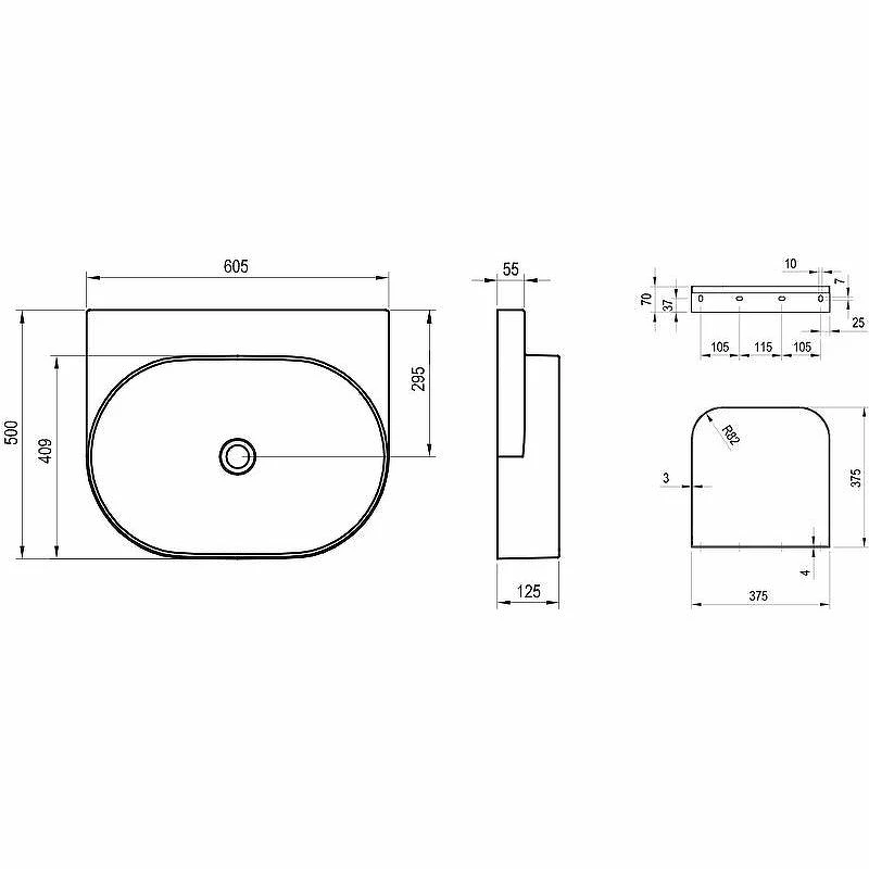 Раковина Ravak Yard 60 XJX01060000 Белая фарфор подвесная