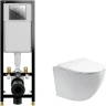 Комплект унитаза Aquatek Европа AQ1900-00 с инсталляцией Cersanit Black 35 S-IN-BLACK-Cg-w с сиденьем Микролифт и клавишей смыва Хром фарфор подвесной