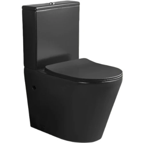 Унитаз компакт Ceruttispa Sella MB CT9865 Черный матовый с бачком и сиденьем Микролифт фаянс напольный