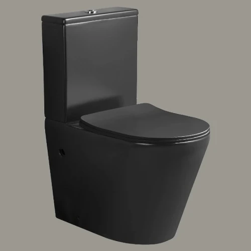 Унитаз компакт Ceruttispa Sella MB CT9865 Черный матовый с бачком и сиденьем Микролифт фаянс напольный