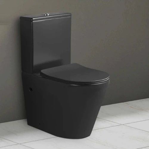 Унитаз компакт Ceruttispa Sella MB CT9865 Черный матовый с бачком и сиденьем Микролифт фаянс напольный