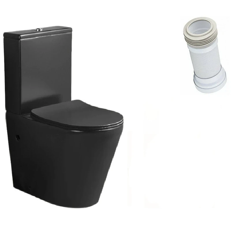 Унитаз компакт Ceruttispa Sella MB CT9865 Черный матовый с бачком и сиденьем Микролифт фаянс напольный