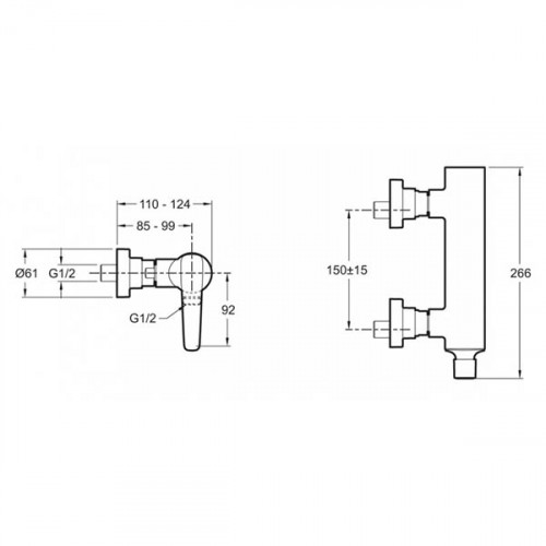 Смеситель для душа Jacob Delafon Aleo+ E72318-CP Хром латунь на стену