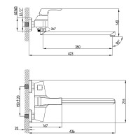 Смеситель для ванны Lemark Unit LM4517C универсальный Хром латунь на стену