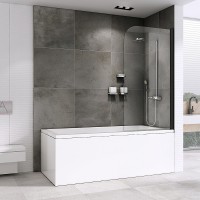 Шторка на ванну Abber Ewiges Wasser 100х140 AG52100B профиль Черный стекло прозрачное