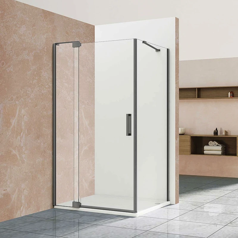 Душевой уголок Vincea Extra 110x90 VSR-1E101190CLGM профиль Вороненая сталь стекло прозрачное