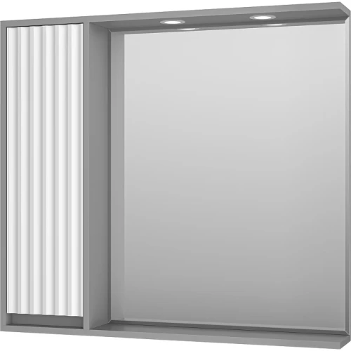 Зеркало со шкафом Brevita Balaton 90 L BAL-04090-01-01Л с подсветкой Белое матовое Серое матовое МДФ / ЛДСП, стекло
