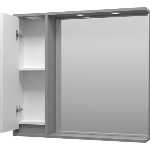 Зеркало со шкафом Brevita Balaton 90 L BAL-04090-01-01Л с подсветкой Белое матовое Серое матовое МДФ / ЛДСП, стекло