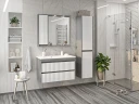 Зеркало со шкафом Brevita Balaton 90 L BAL-04090-01-01Л с подсветкой Белое матовое Серое матовое МДФ / ЛДСП, стекло