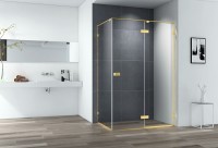 Душевой уголок Cezares Bellagio 140x100 BELLAGIO-AH-1-140/100-C-BORO профиль Золото брашированное стекло прозрачное