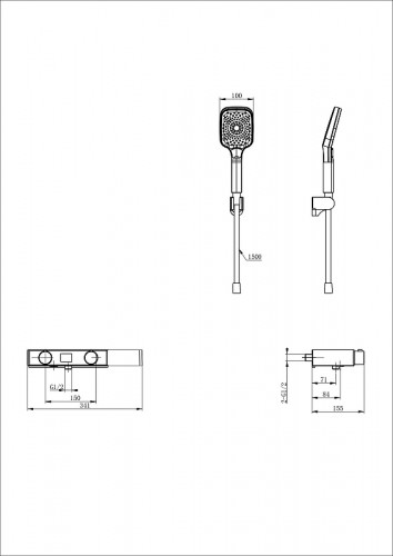 Смеситель для ванны Wonzon &amp; Woghand WW-B2551-MB с термостатом цвет Черный матовый