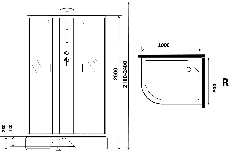 Душевая кабина Niagara Classic 100х80 R NG-33084-14RBKT без гидромассажа
