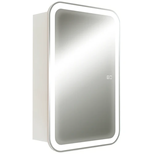 Зеркальный шкаф Silver Mirrors Фиджи-2 Flip 50 LED-00002680 с подсветкой Белый МДФ / ЛДСП, стекло