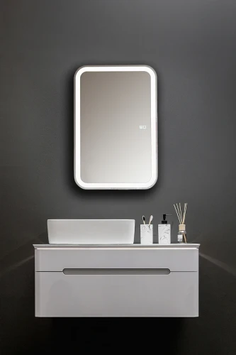 Зеркальный шкаф Silver Mirrors Фиджи-2 Flip 50 LED-00002680 с подсветкой Белый МДФ / ЛДСП, стекло