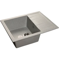 Кухонная мойка GranFest Quadro GF-Q650L Серая искусственный камень (литьевой мрамор) встраиваемый