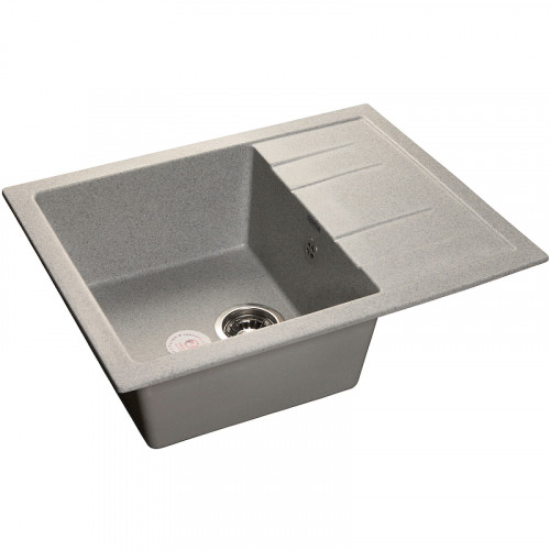 Кухонная мойка GranFest Quadro GF-Q650L Серая искусственный камень (литьевой мрамор) встраиваемый
