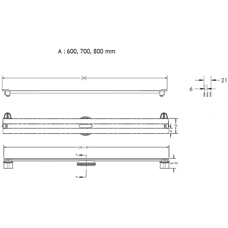 Душевой лоток Berges Super Slim 800 095154 с Черной матовой решеткой