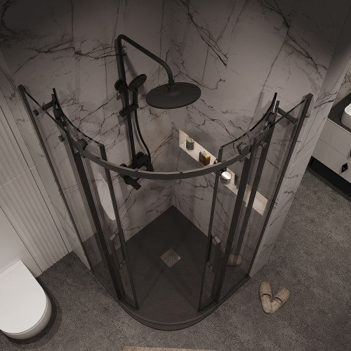 Душевой уголок Grossman Classic 90х90 301.K33.04.9090.21.00 профиль Черный матовый стекло прозрачное