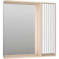 Зеркало со шкафом Brevita Balaton 80 R BAL-04080-03-01П с подсветкой Белое матовое Бежевое матовое МДФ / ЛДСП, стекло