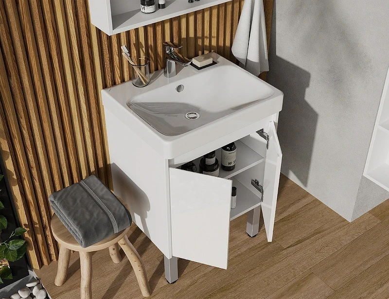 Тумба под раковину Aquaton Сканди Doors 55 1A278801SD010 Белая МДФ / ЛДСП