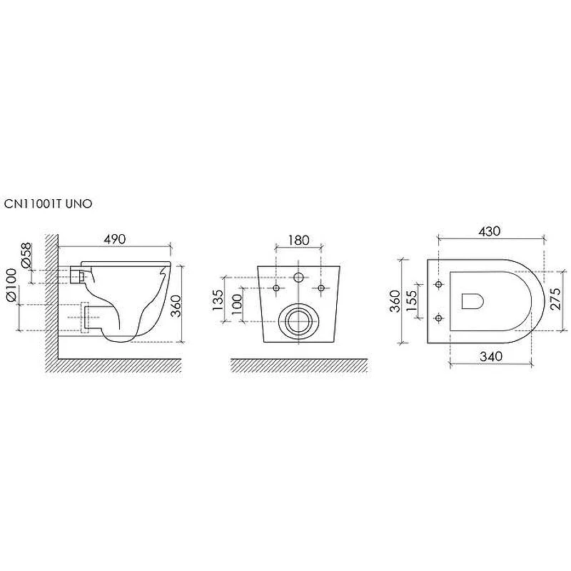 Унитаз Ceramicanova Uno CN11001T Белый с сиденьем Микролифт