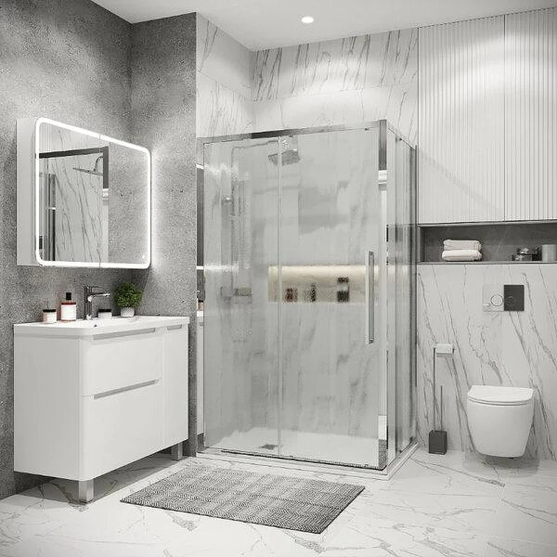 Душевой уголок Grossman Cosmo 120x100 L 120.K33.02.1210.10.02 профиль Хром стекло шиншилла