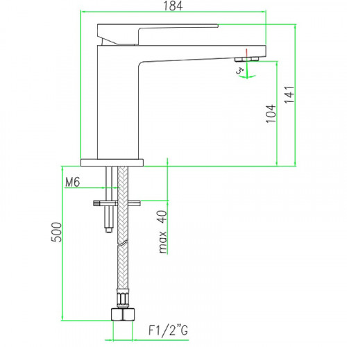 Смеситель для раковины Webert Pegaso PE830102560SSE Черный матовый