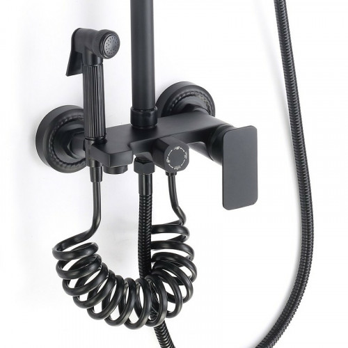 Душевая система D-Lin D10A06 Черная матовая латунь на стену