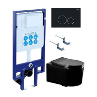 Комплект унитаза с инсталляцией Aquatek Set Aquatek Мия-MB-020 4в1 цвет Черный матовый с сиденьем Микролифт и клавишей смыва цвет Черный матовый