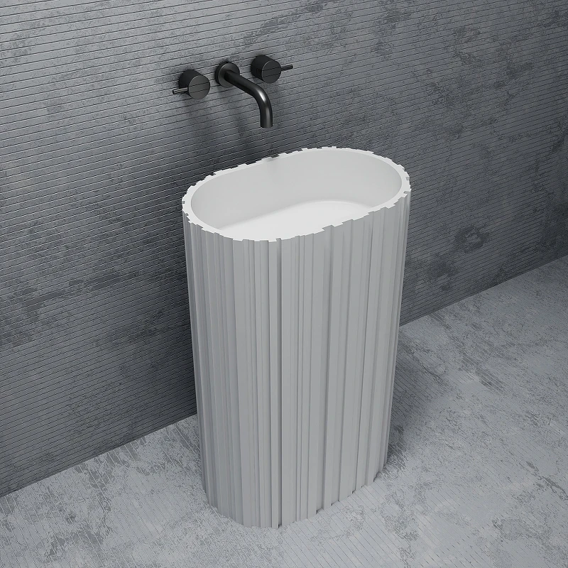 Раковина Abber Stein 58 AS2551-H Белая матовая искусственный камень (литьевой мрамор) напольный