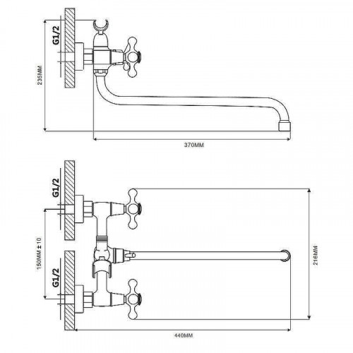 Смеситель для ванны Ekko E2612 универсальный Хром