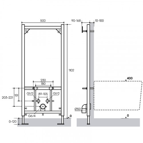 Инсталляция Aqueduto Tecnica TEC02 для биде Синяя нержавеющая сталь