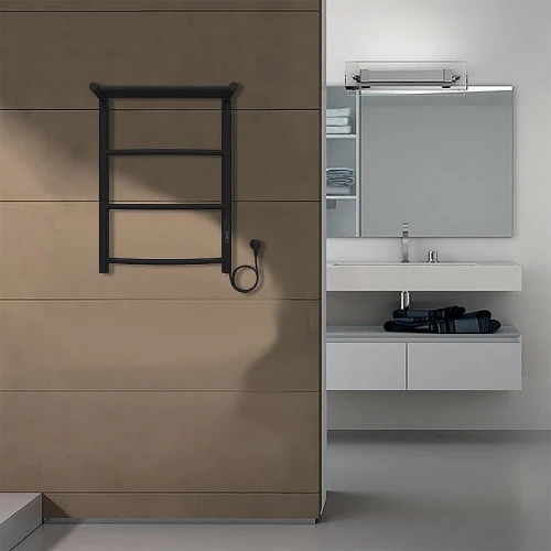 Электрический полотенцесушитель Azario Verona 400x600 П6 AZ04846PB с полкой, диммер справа Черный