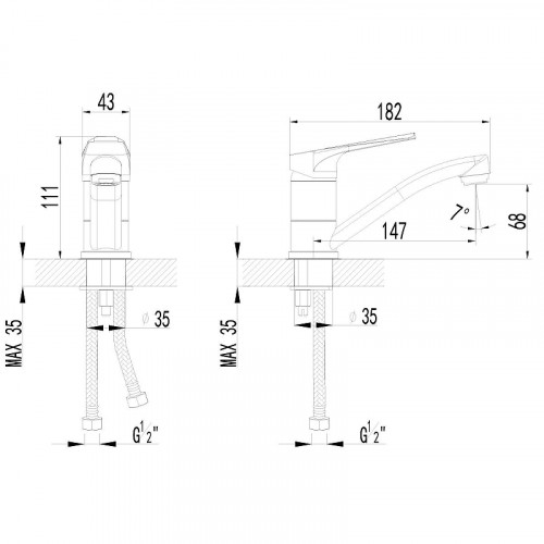 Смеситель для раковины AWP Tair S3007C цвет Хром