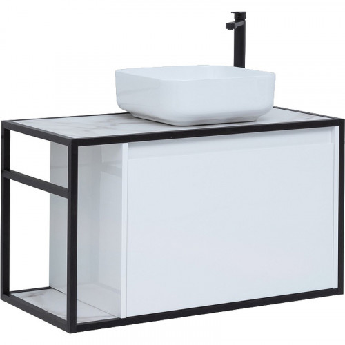 Тумба под раковину Aquanet Nova Lite Loft 90R 261651 подвесная Белый глянец МДФ / ЛДСП